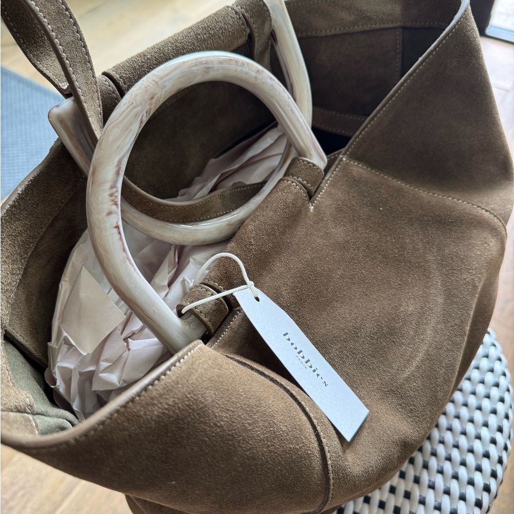 Bobbies Brown Suede Tote with Resin Handles and Shoulder Straps - Picture 2 of 7